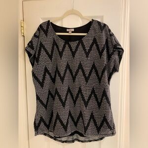Chevron Patterned Black and White Women's Top